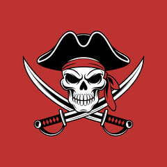 Pirate Skull and Cross Swords Graphic