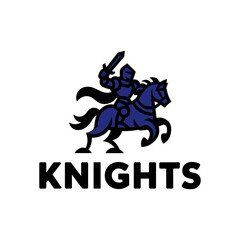 Logo of a Knight carrying a sword on a Horse