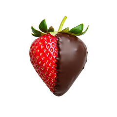 Delicious chocolate covered strawberry with vibrant red color and green leaves, perfect for desserts and special occasions. Indulge in this sweet treat