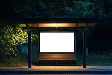 Bus stop mock up design with space for banner. PNG