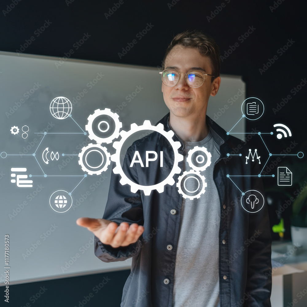 Fototapete Visual Representation of Application Programming Interface (API) Concept for Software Development and Integration Usage