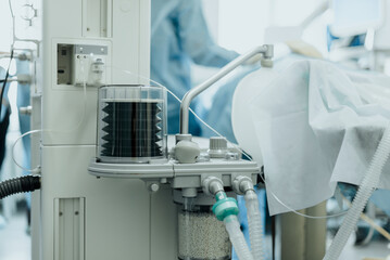 artificial respiration apparatus in the operating room, patient on the table