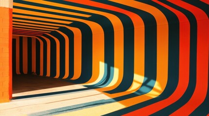 Naklejka premium Colorful Striped Tunnel Architecture Design