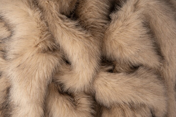 Texture of faux fur as a background, top view.