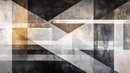 Abstract Geometric Design with Black, White, and Gold Accents