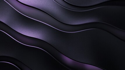 Fototapeta premium Flowing Texture of Dark Leather Waves with Subtle Purple Lighting