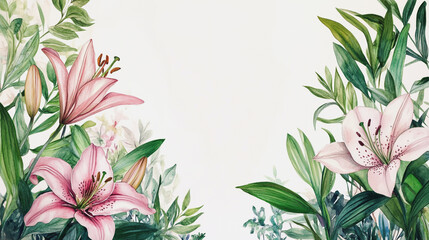 Obraz premium wedding invitation card background vector. Minimal hand painted watercolor botanical flowers texture template background. Design for wedding, vip cover, poster, rsvp moderncard.Valentine's Day