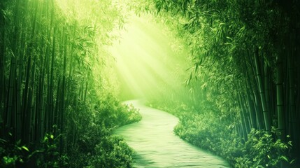 Obraz premium Serene Bamboo Forest Path: A Journey of Tranquility