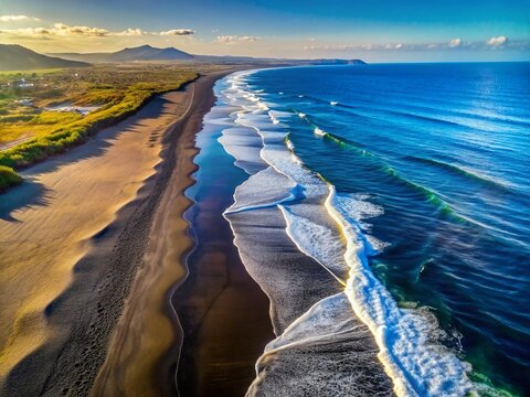 Aerial View of Black Sand Beach, Ladispoli, Italy