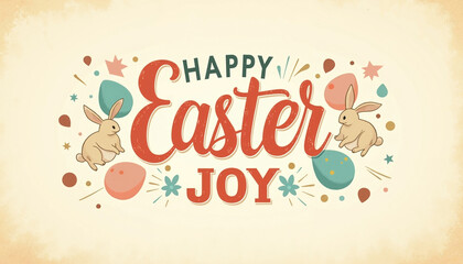 Happy Easter joy with rabbits and colorful decorations