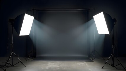 Studio Photography Setup Dim Lighting Dark Background Softboxes