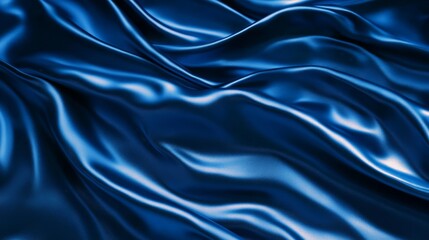 Obraz premium Deep blue silk, smooth and shiny fabric, luxurious texture, abstract folds, rich color, vibrant background, elegant and fluid
