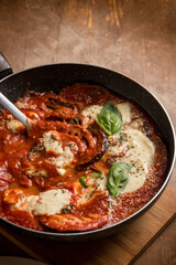 eggplants parmigiana casserole, traditional italian recipe