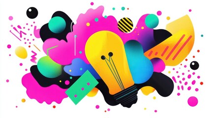 Abstract Colorful Graphic Design with Lightbulb