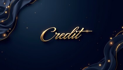  "Credit" in gold script with glowing ribbon accents on dark blue background.