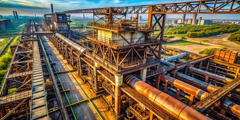 Aerial View of Industrial Steel Structure, Showing Scars and Strength