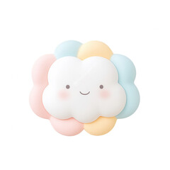 Obraz premium A cheerful, cartoon-style cloud character with pastel colors and a smiling face.