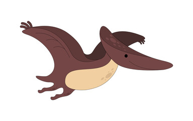 Cute cartoon pterodactyl. Prehistoric animal. Dinosaur children illustration on white background.eps © Tanya Selez