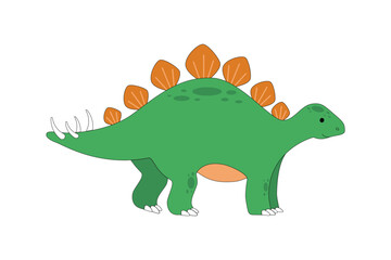 Cute cartoon stegosaurus. Prehistoric animal. Dinosaur children's Illustration on white background.eps