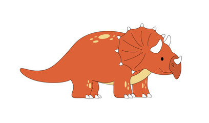 Cute cartoon triceratops. Prehistoric animal. Vector flat illustration