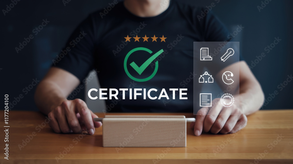 Poster Detailed 8-Certificate and Compliance Documentation Image for Business Use Showing Standards and Certifications Relevant to Industries