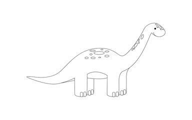 Cute Diplodocus coloring page. Sketch, outline cartoon dinosaur. Children s illustration of prehistoric animal
