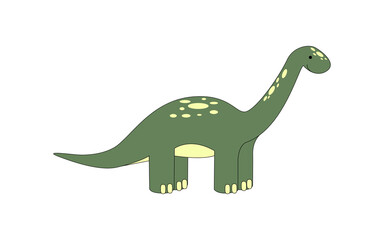 Cute Diplodocus. Cartoon Dinosaur. Kids prehistoric animal illustration