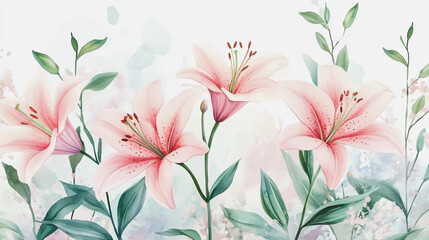 Obraz premium wedding invitation card background vector. Minimal hand painted watercolor botanical flowers texture template background. Design for wedding, vip cover, poster, rsvp moderncard.Valentine's Day