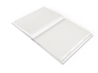 Open Magazine or Book cover mockup design isolated on white background. Blank template for presentation a publisher, notebook, catalogs, brochures, magazines, diary, journal, booklet or publication