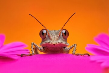Grasshopper portrait with vibrant colors