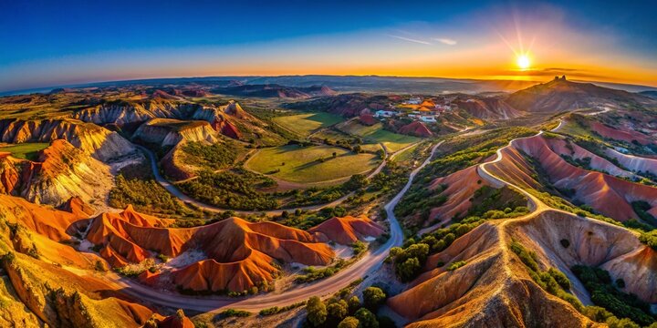 Aerial View of Miradouro da Lua, Volcanic Landscape, Portugal
