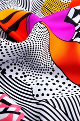 Vivid Pop Art Design Fabric A Retro-Inspired Background of Bold Colors and Playful Pattern