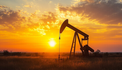 Naklejka premium oil pump against the rising sun