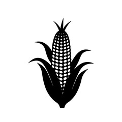 Corn plant silhouette vector illustration isolated on a white background