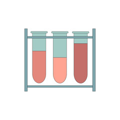 Test tubes. Set of glassware for the laboratory. Three test tubes with tests. Material for research