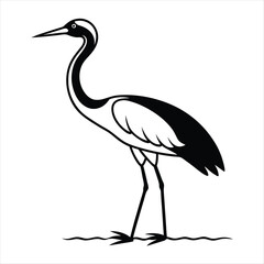 Minimalist Crane Silhouette Standing Elegantly on Water