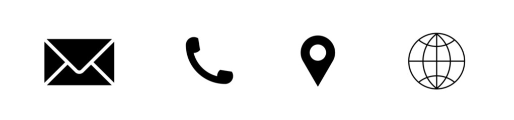 visiting card icons with contact, location, massage or web.