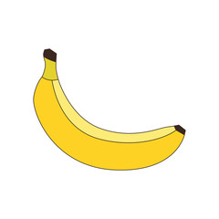 Vector cartoon banana. Yellow exotic fruit. Design element