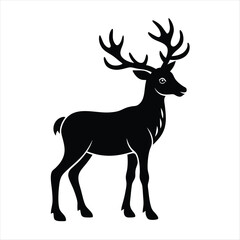 Minimalist Reindeer Silhouette Vector Art on White Background