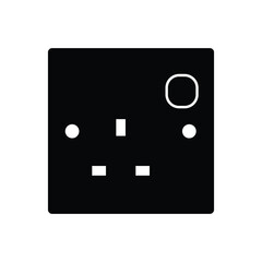 3 pin socket black and white flat vector icon and symbol design