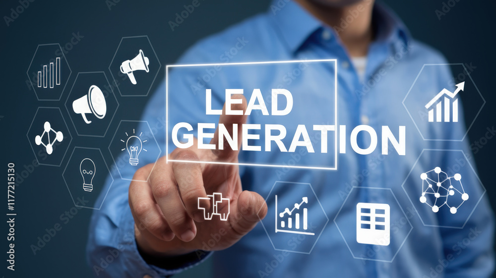 Poster Lead Generation Concept: Effective Strategies for Finding and Identifying Customers for Business Products or Services
