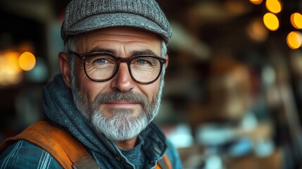 Warm Portrait of an Experienced Older Man in a Creative Space