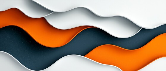 Abstract Wave Background Orange White and Dark Gray Layered Design