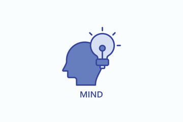 Mind isolated vector, icon or logo sign symbol illustration