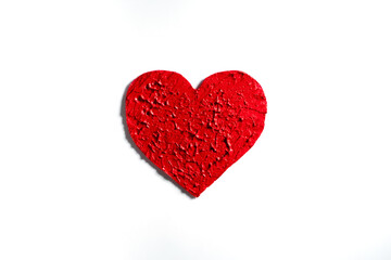 Isolated red lipstick smear heart shaped