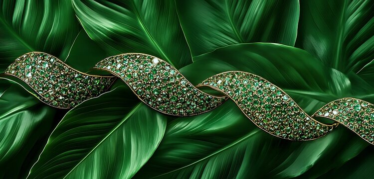tropical spathiphyllum leaves with abstract green yellow design
