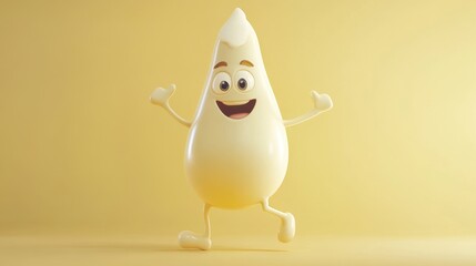 Obraz premium A funny milk character dancing joyfully, with expressive eyes and a playful demeanor.