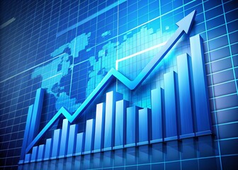 Aerial View Success Business Chart Growth Graph Data Diagram Financial Presentation Background Blue Up Arrow
