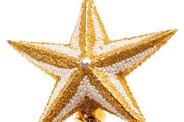 Golden Star Ornament: Beaded, Glittery Festive Decoration