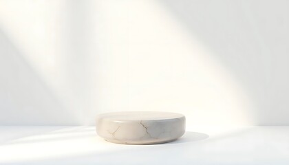 Elegant Minimalist Marble Product Display Stand in Soft Light Setting for Branding and Advertising